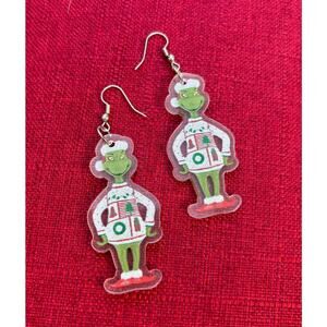 The Grinch Christmas Fashion Earrings - White Christmas Sweater